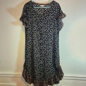 Black & floral Ruffled Dress